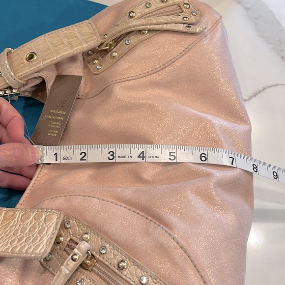 Pritzi Pink Blush Handbag. Has with a slight sparkle & Studs & Rhinestone - Picture 6 of 15